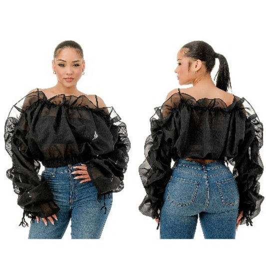 Curvy Brea Blouse- Black