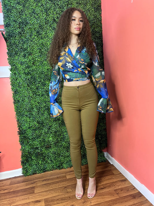 High Waist Bae Pants- Money Brown