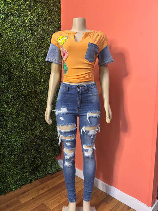 Distressed Smiley Tee