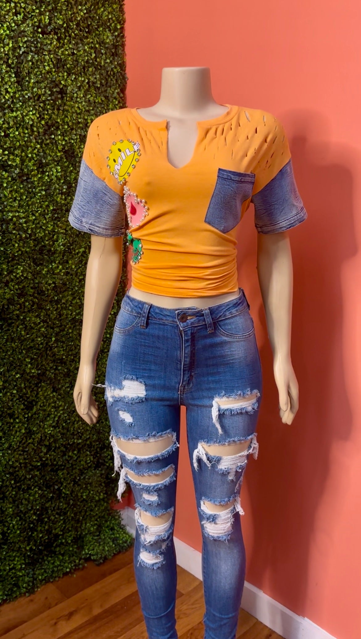 Distressed Smiley Tee