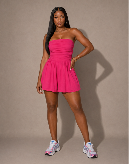 Rhea Basic Romper- Hot Pink