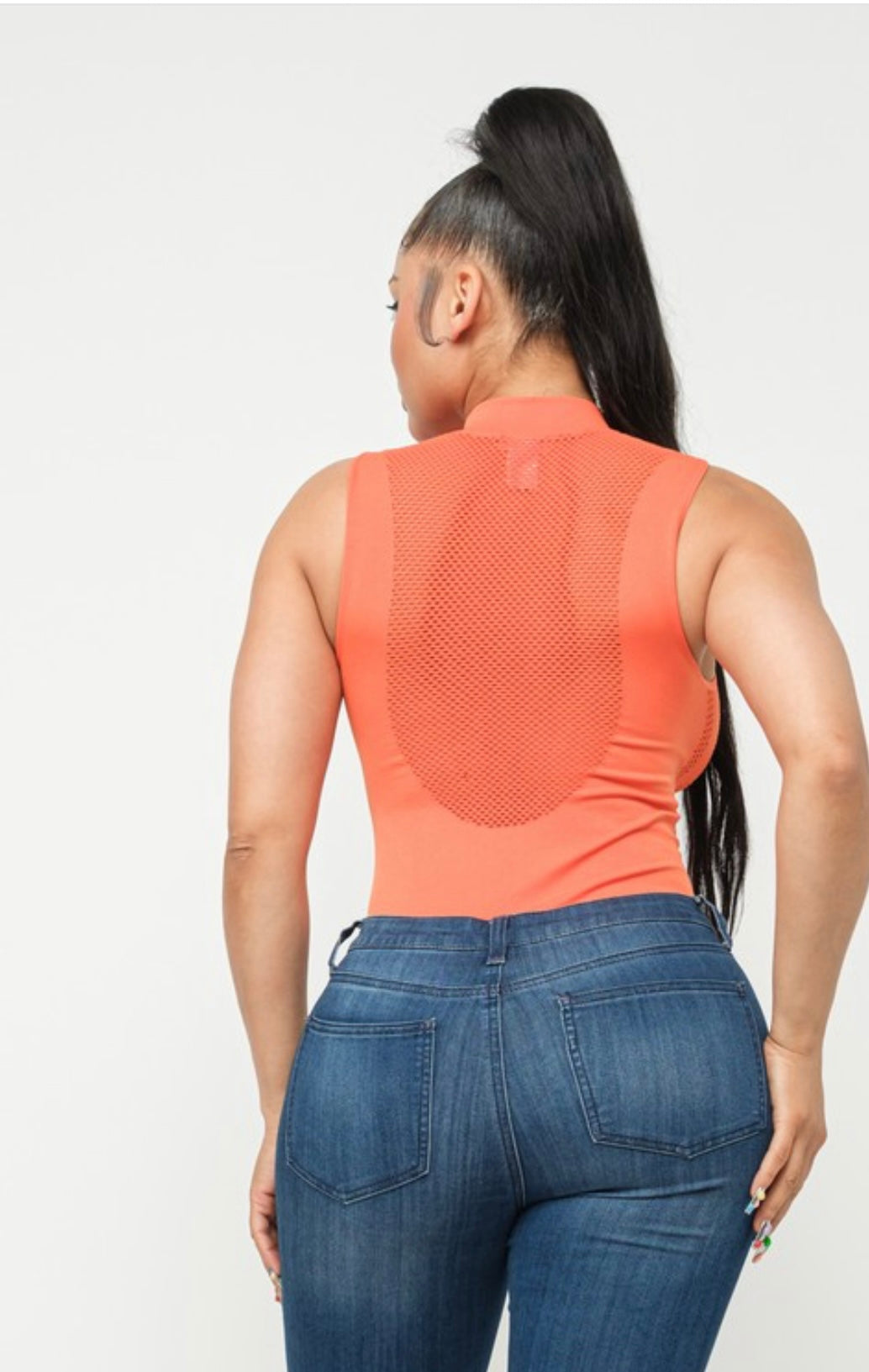 Netted Bodysuit- Orange