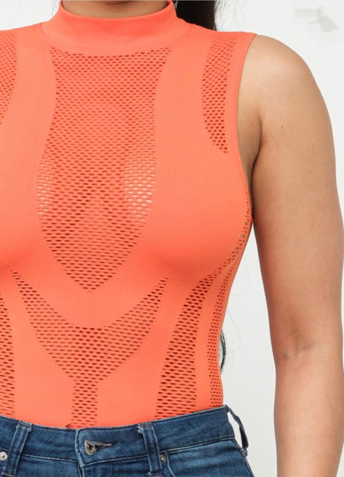 Netted Bodysuit- Orange