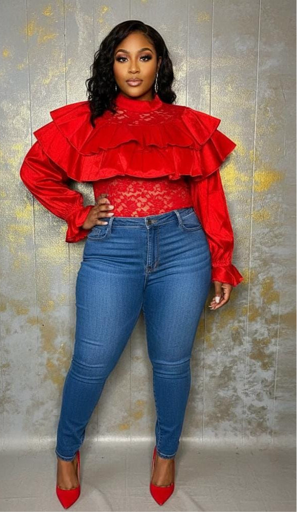 Talk About It Blouse- Red Curvy
