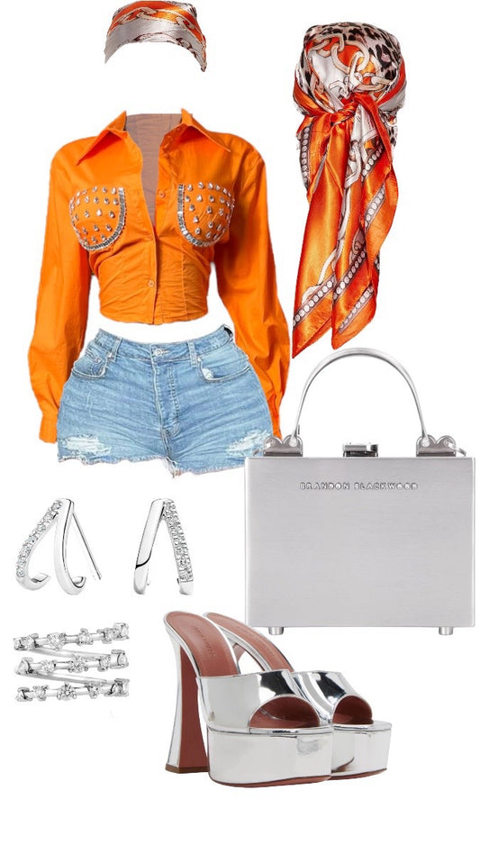 Mel Crystal Blouse- Orange