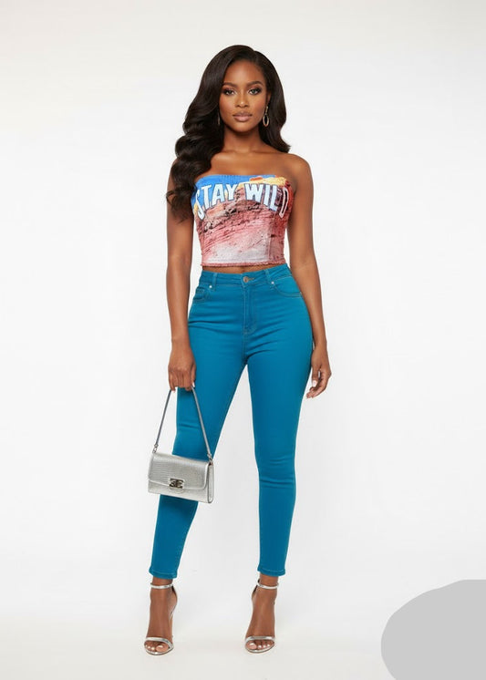 High Waist Bae Pants- Teal