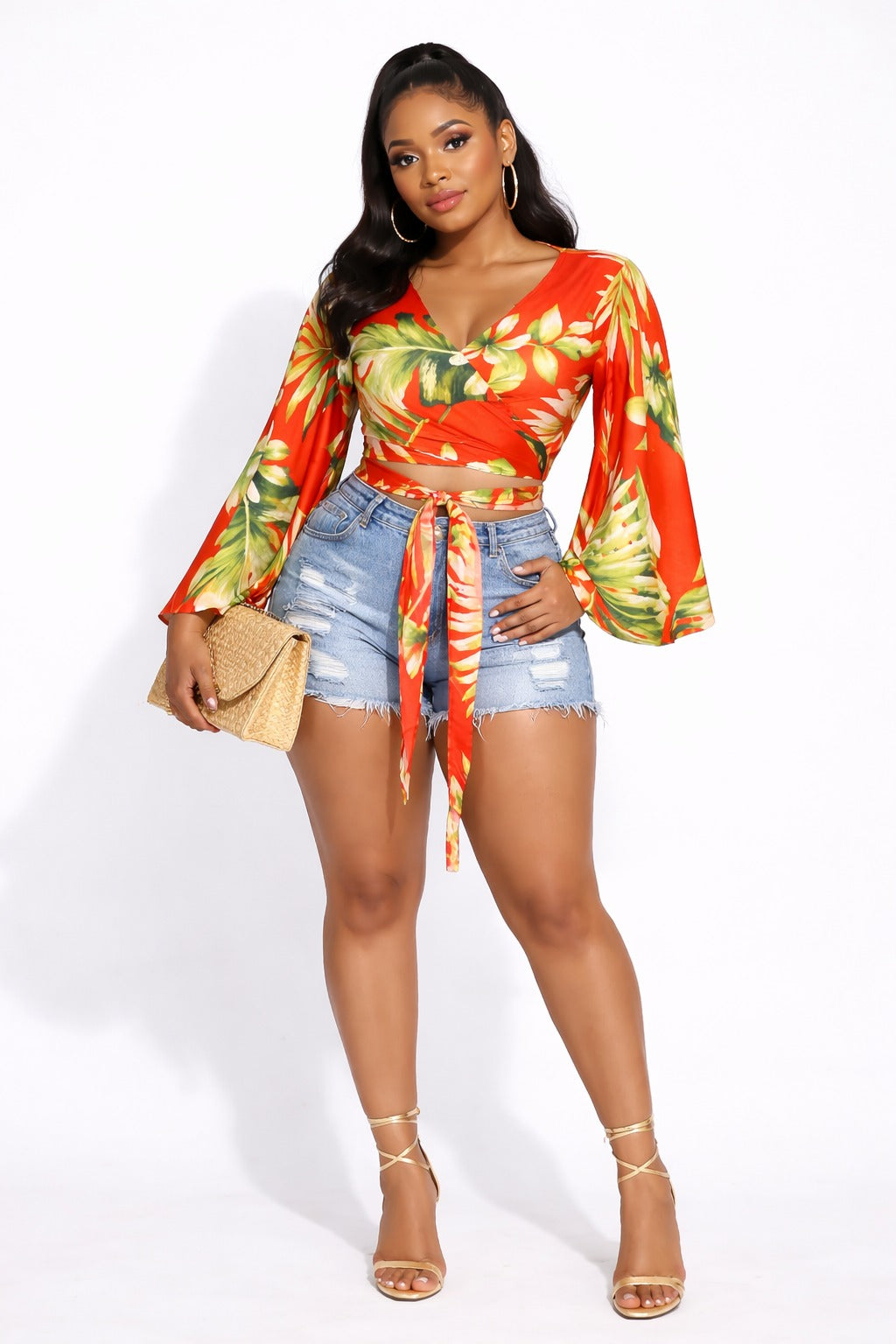 Palm Tree Cutie Wrap Blouse