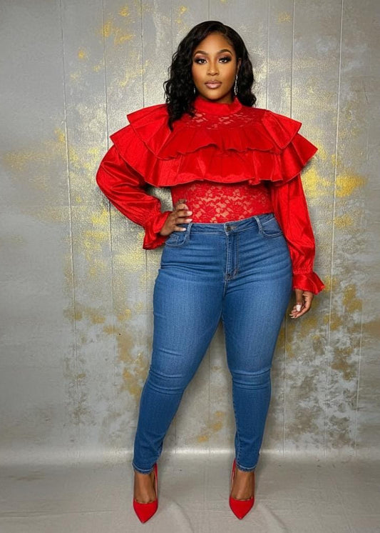 Talk About It Blouse- Red Curvy