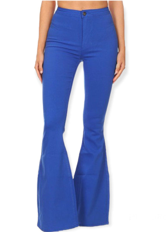 High Waist Bae Flares- Blue