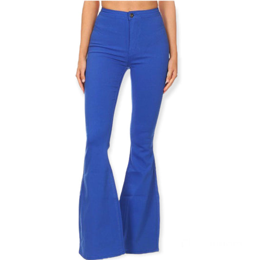 High Waist Bae Flares- Blue